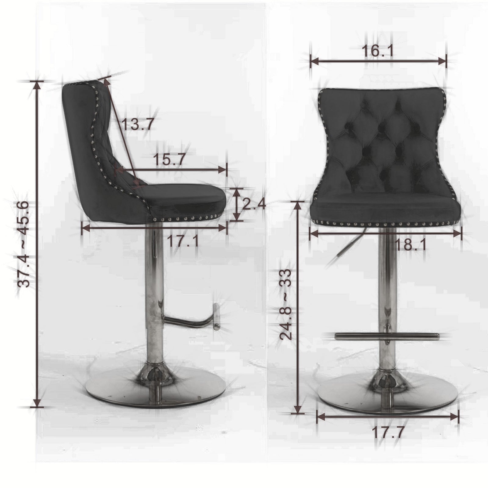 Set of 2  Swivel Velvet Barstools