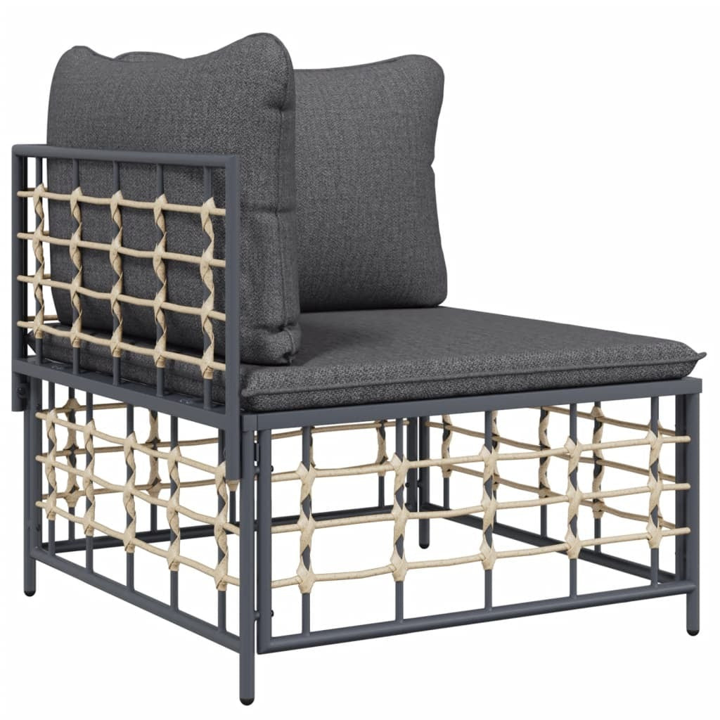 7 Piece Patio Lounge Set With Cushions Anthracite Poly Rattan
