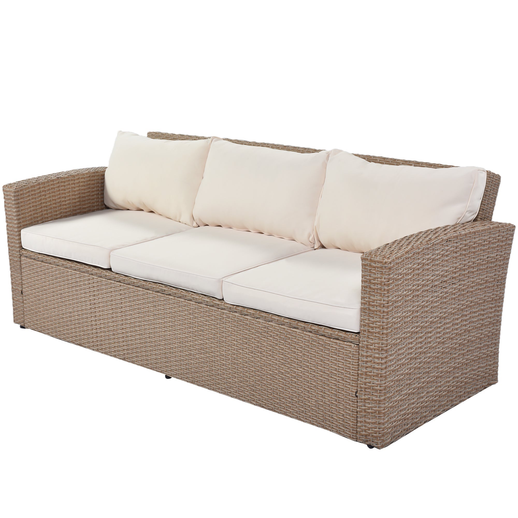 4-Piece Conversation Sofa Set With Beige Cushions