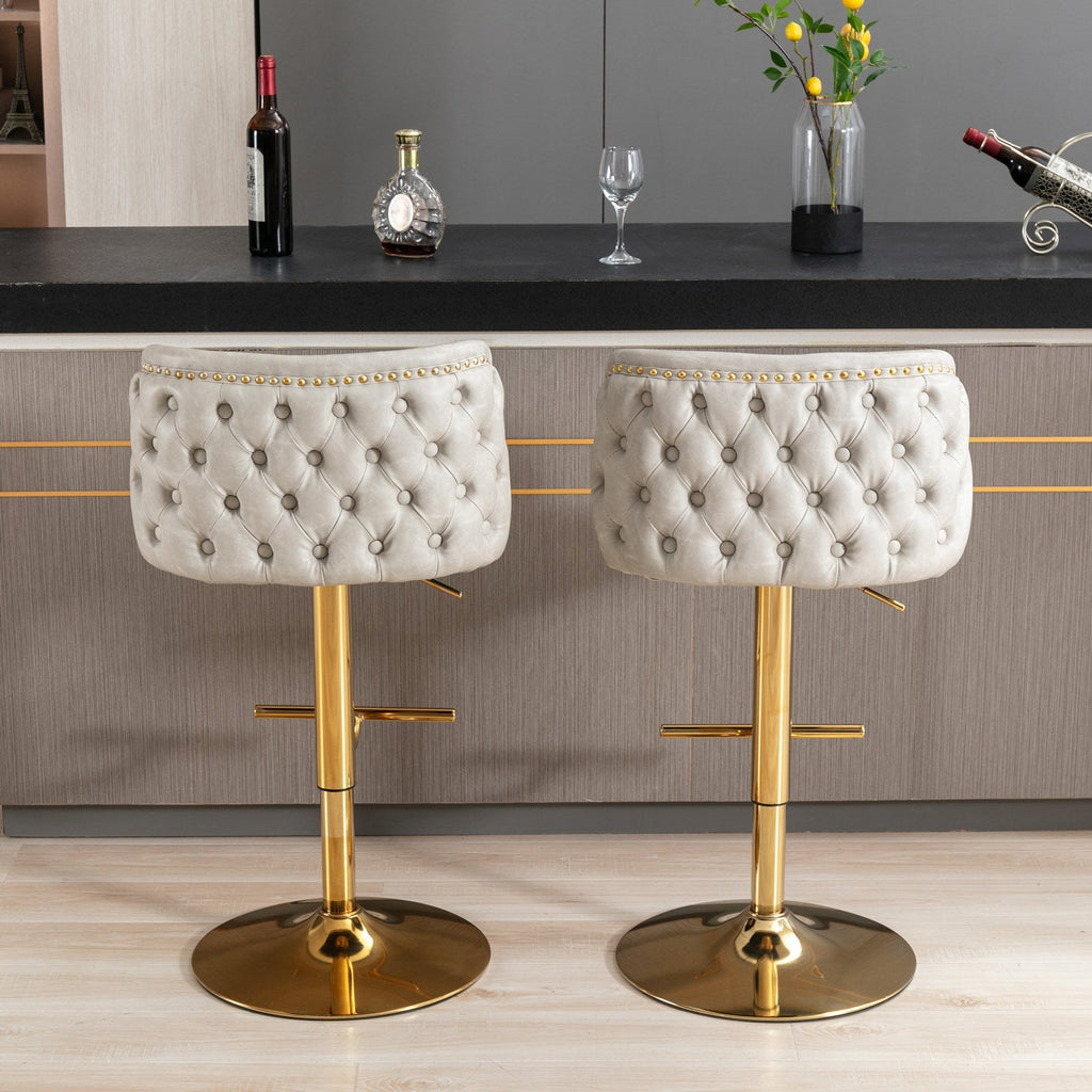 Set of 2 Modern PU Upholstered Swivel Barstools