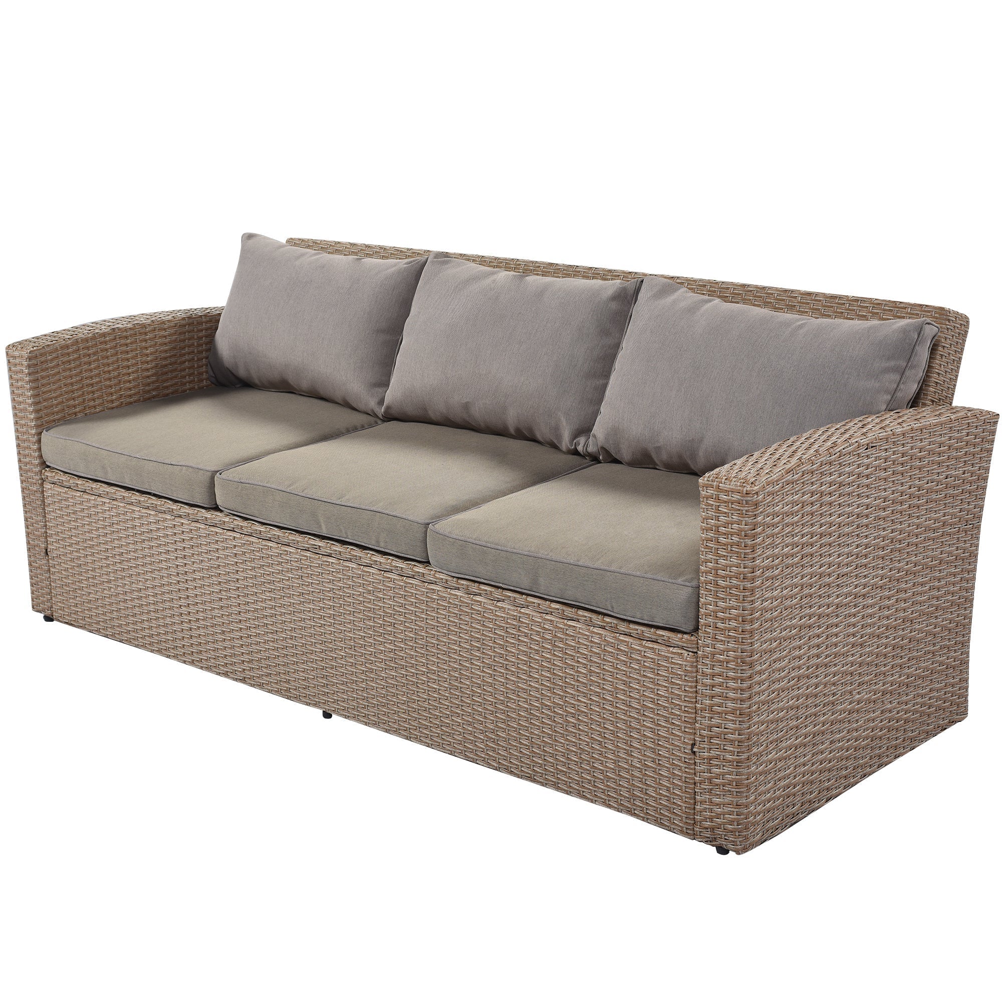 4-Piece Conversation Sofa Set With Beige Cushions