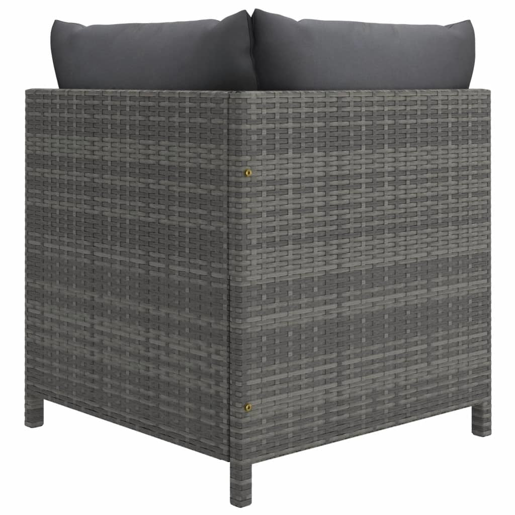 7 Piece Patio Lounge Set With Cushions Poly Rattan Gray