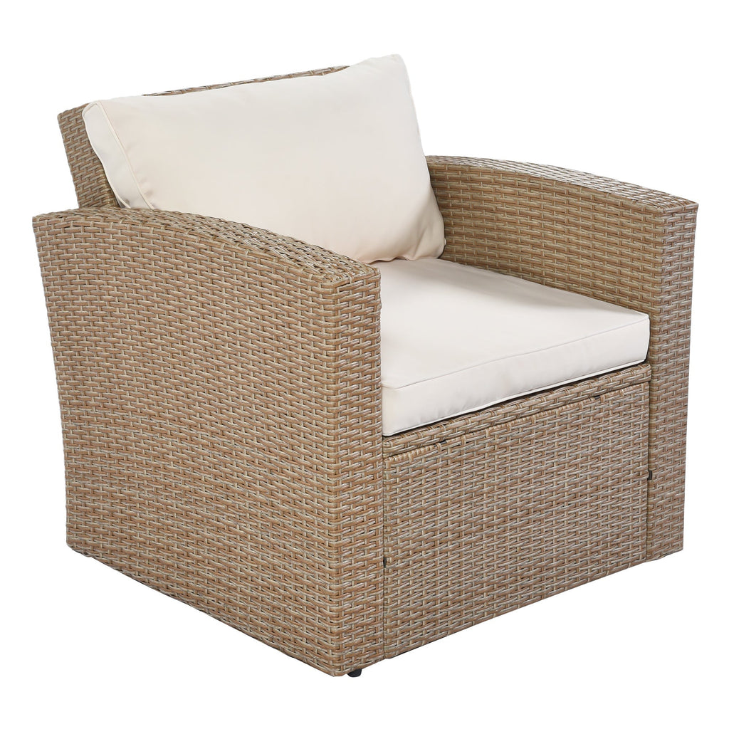 4-Piece Conversation Sofa Set With Beige Cushions