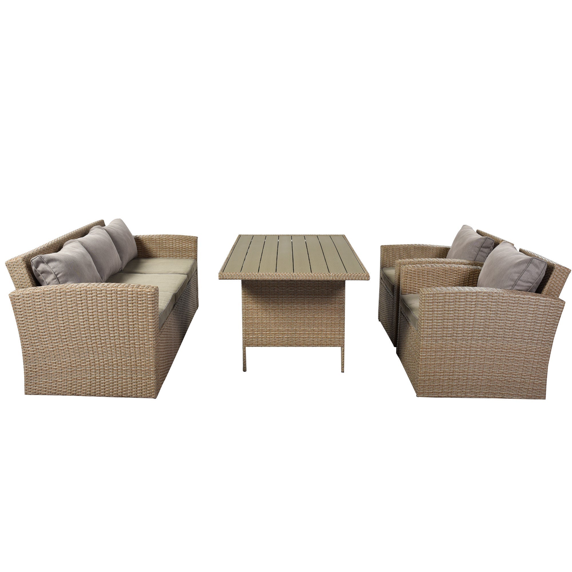 4-Piece Conversation Sofa Set With Beige Cushions