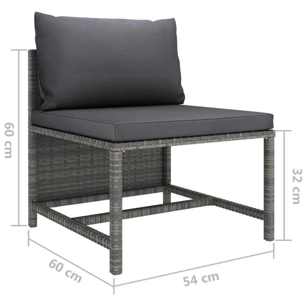 7 Piece Patio Lounge Set With Cushions Poly Rattan Gray