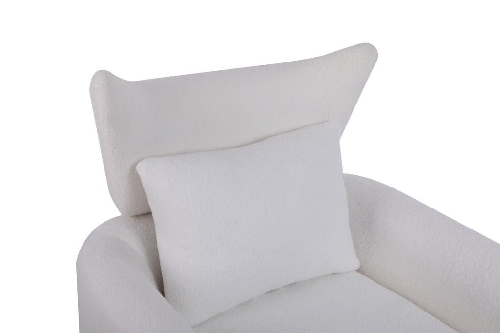 Classic Mid-Century 360-Degree Swivel Accent Chair, White Teddy Fabric