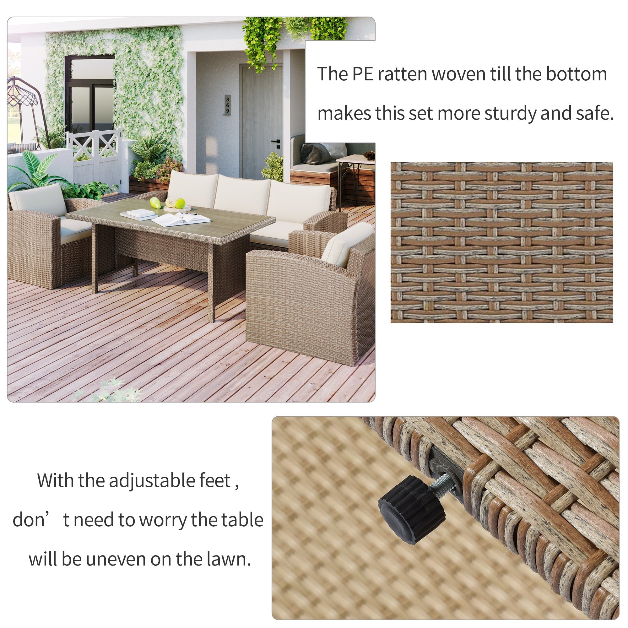 4-Piece Conversation Sofa Set With Beige Cushions