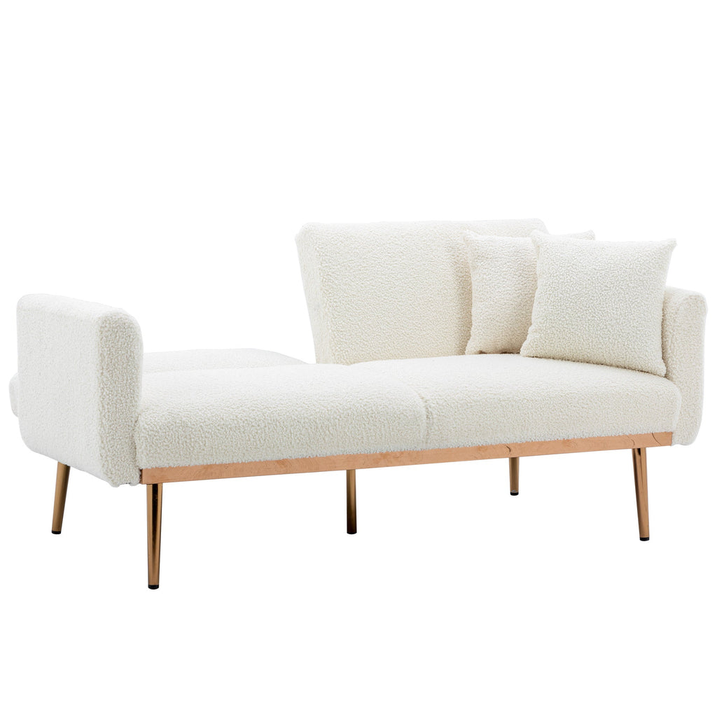 Velvet Accent Loveseat Sofa With Metal Feet