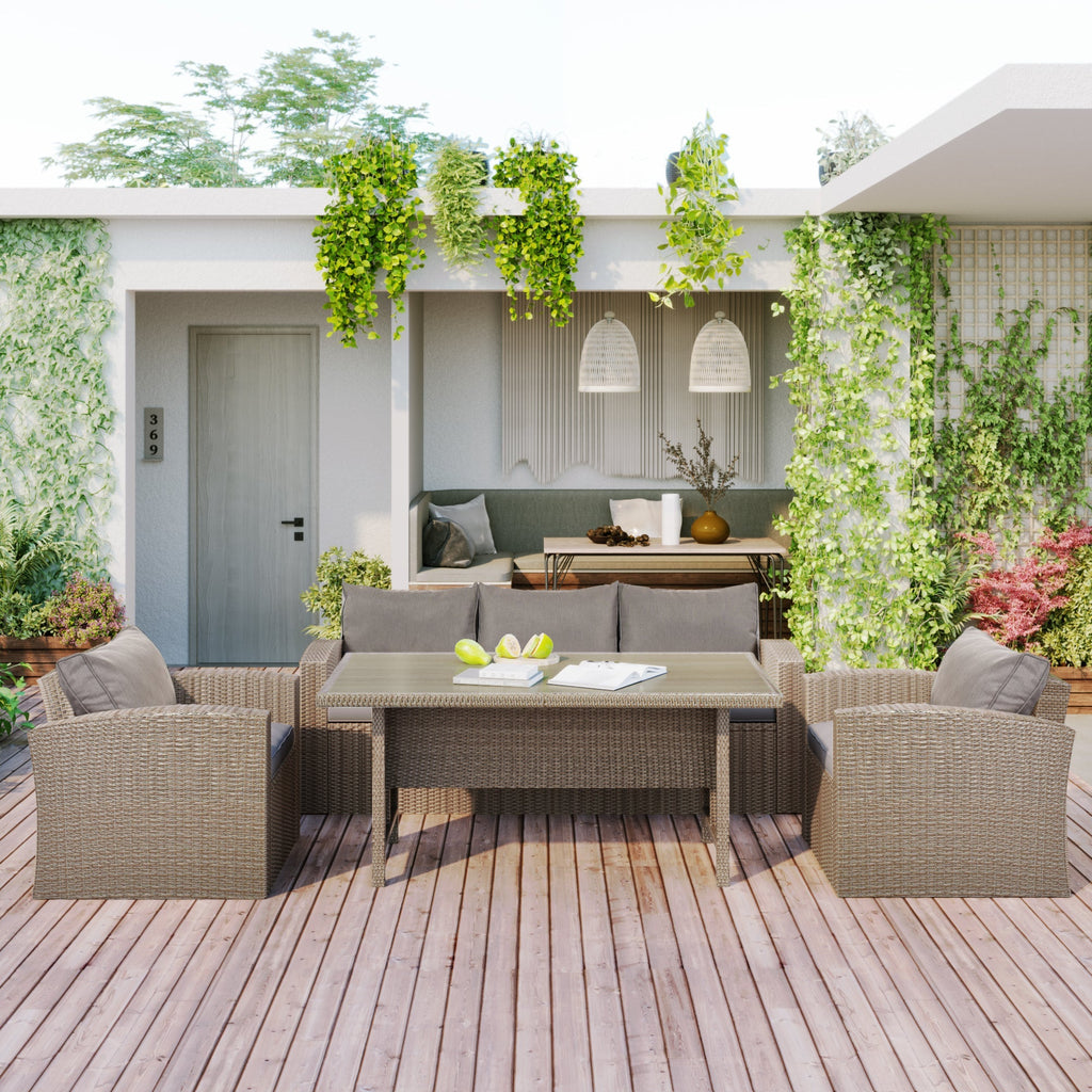 4-Piece Conversation Sofa Set With Beige Cushions