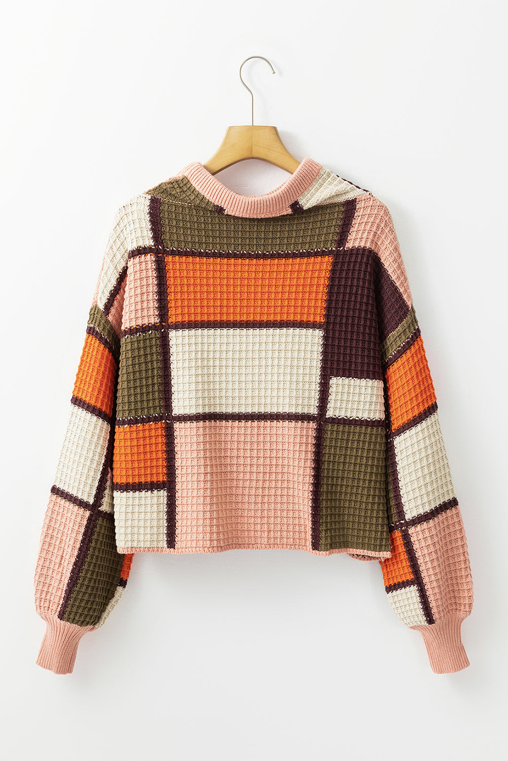 Zoey Waffle Knit Drawstring Mock Neck Sweater - Threaded Pear