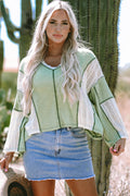 Ruby Crochet Detail Exposed Seam High Low Loose Top - Threaded Pear