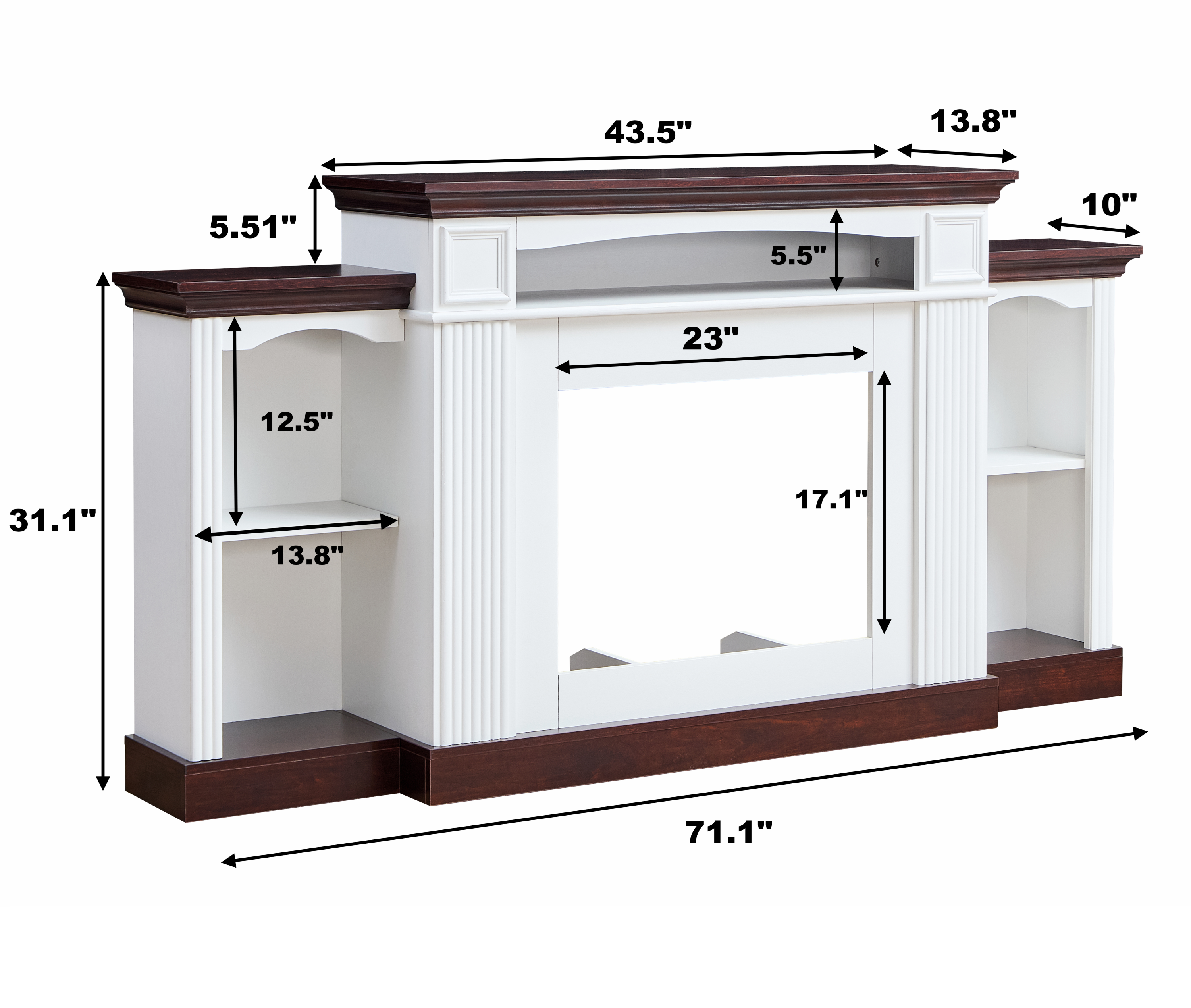 Farmhouse Style Fireplace TV Stand for 70-Inch TV
