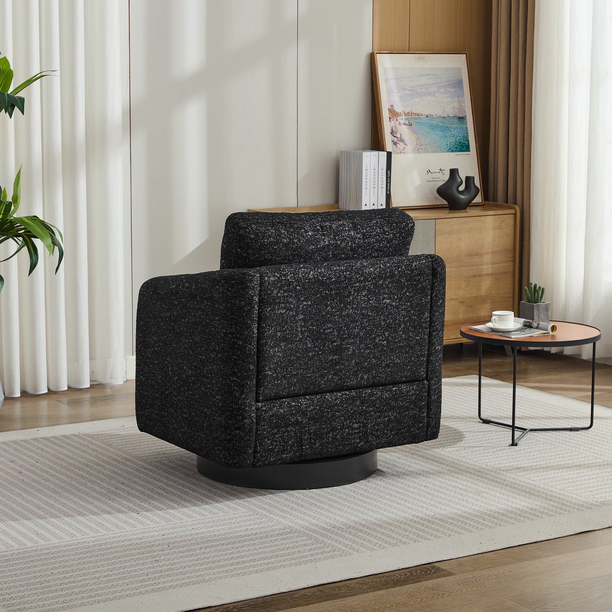 31.5"W  Comfy Round Swivel Accent Chair