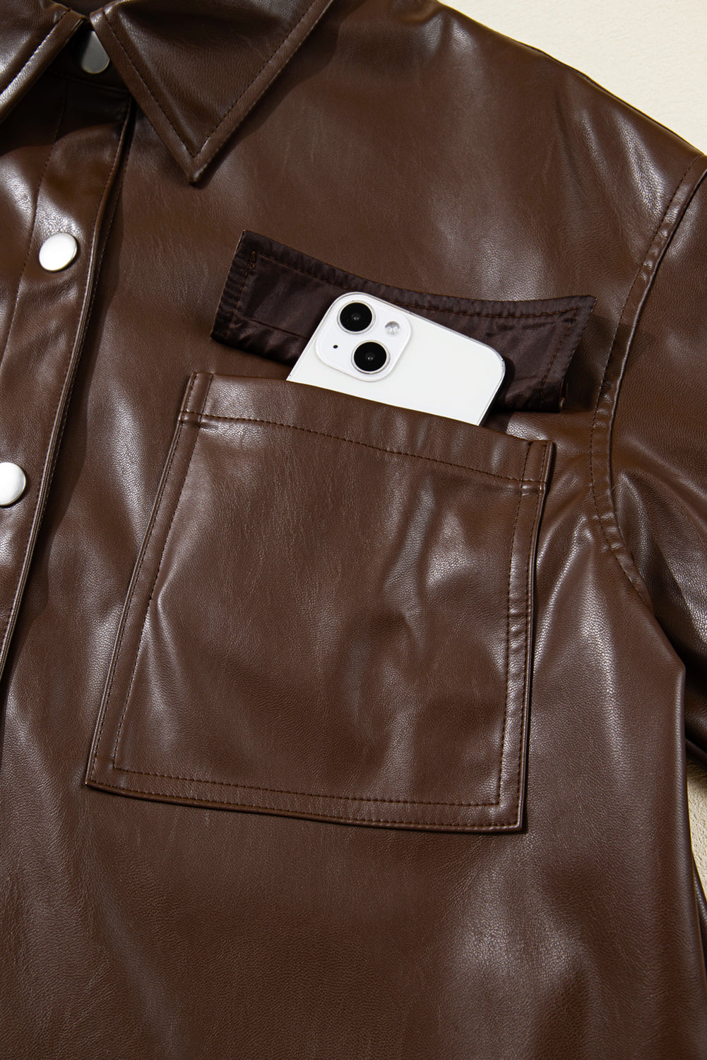 Mila Drawstring Hem Leather Jacket - Threaded Pear
