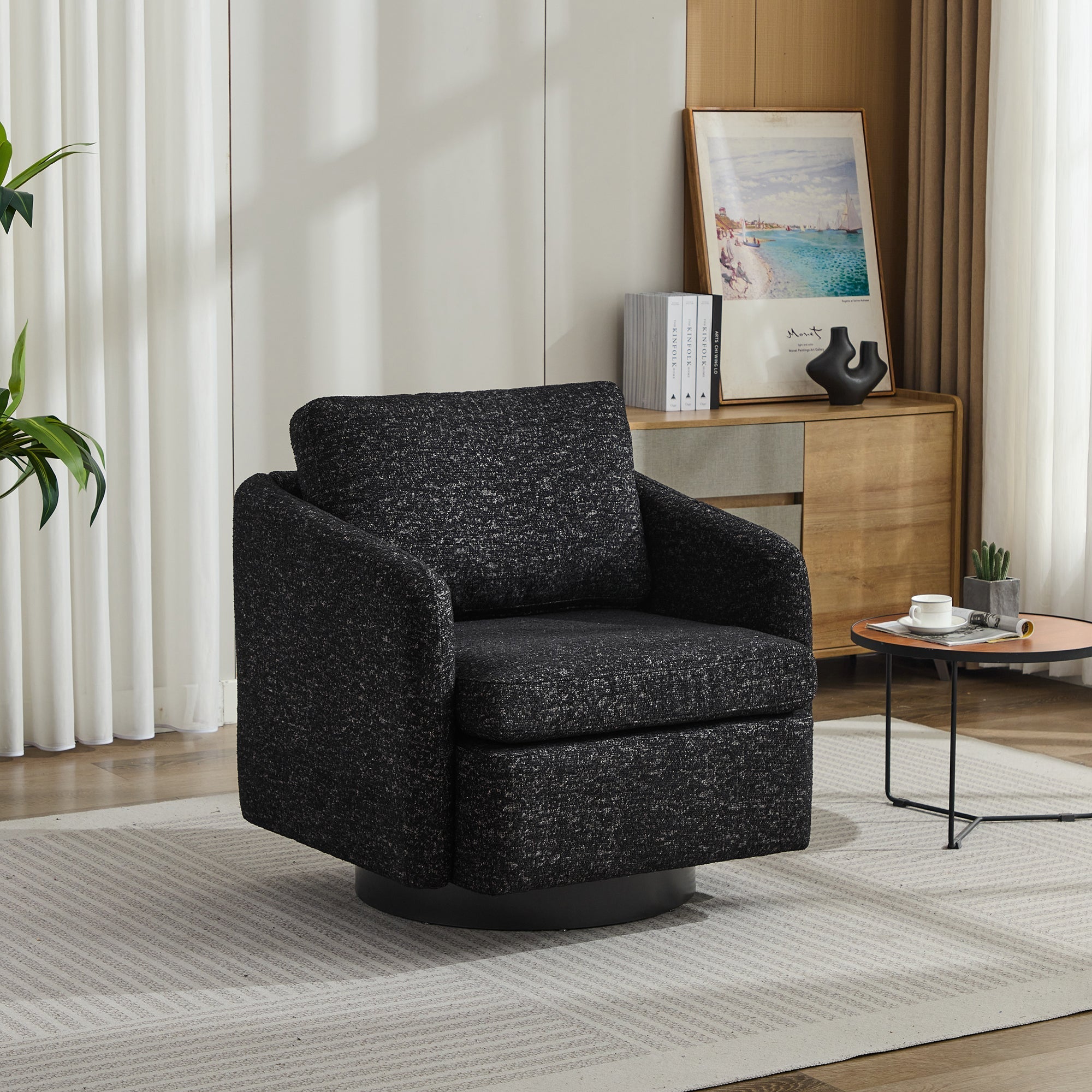 31.5"W  Comfy Round Swivel Accent Chair