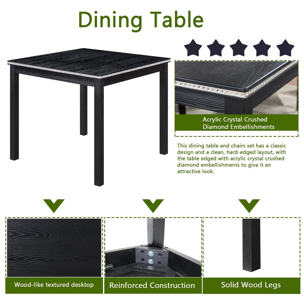 5 Piece Wooden Dining Table Set