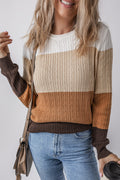Madison Colorblock Cable Knit Sweater - Threaded Pear