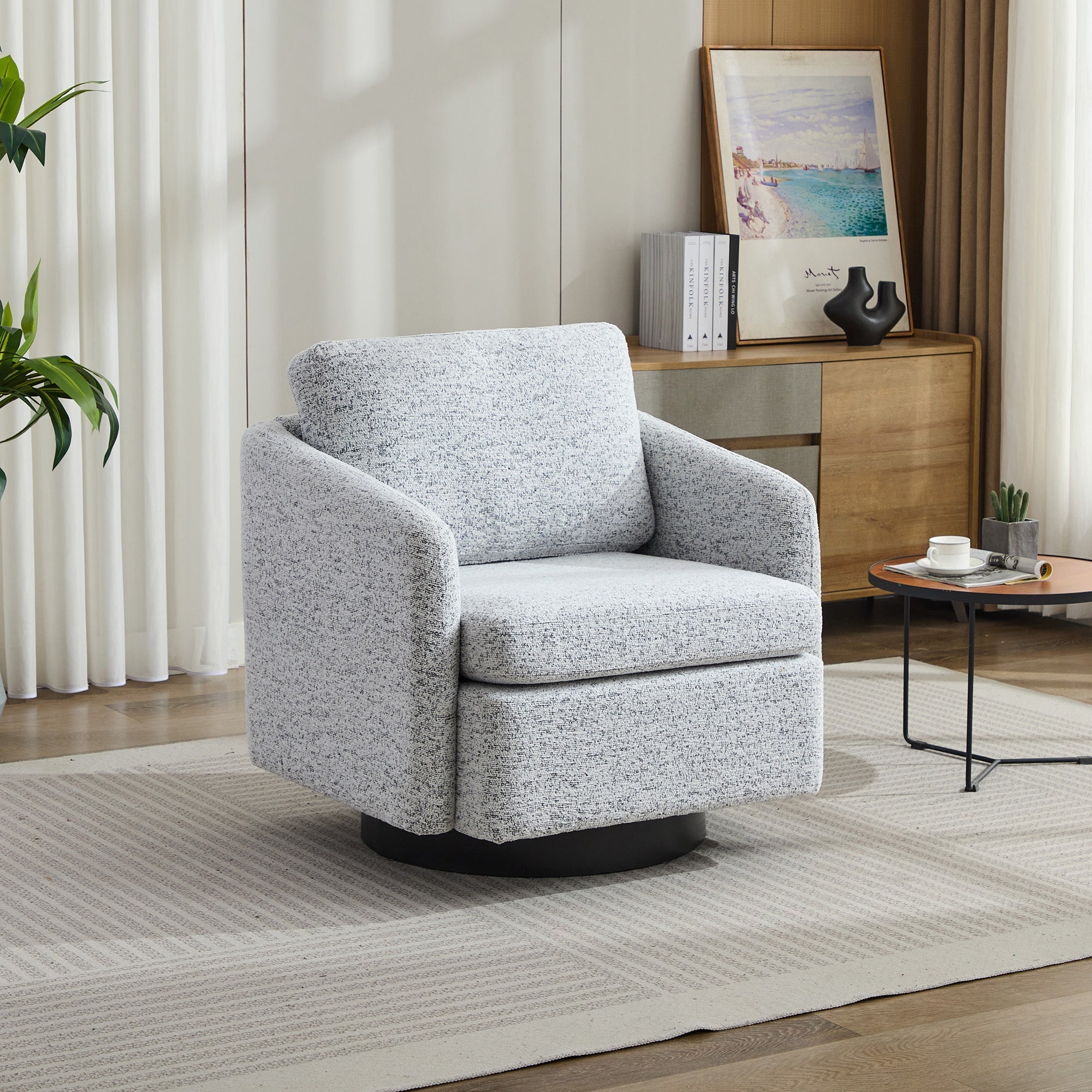 31.5"W  Comfy Round Swivel Accent Chair