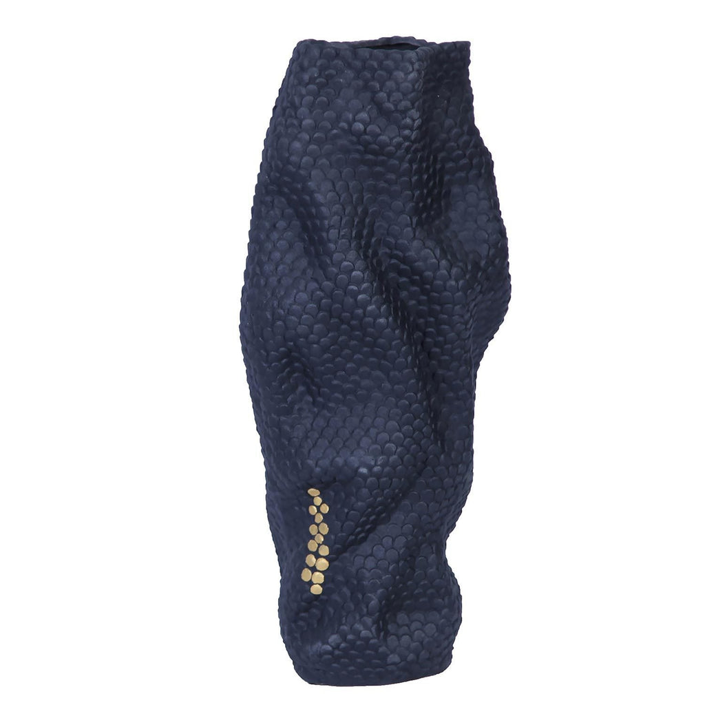 Modern and Elegant Ceramic Black Vase With Gold Accents