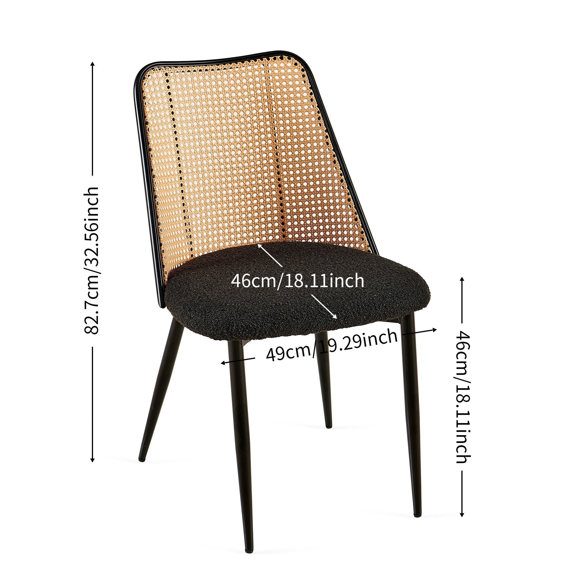 Set of Black Rattan Dining Chairs