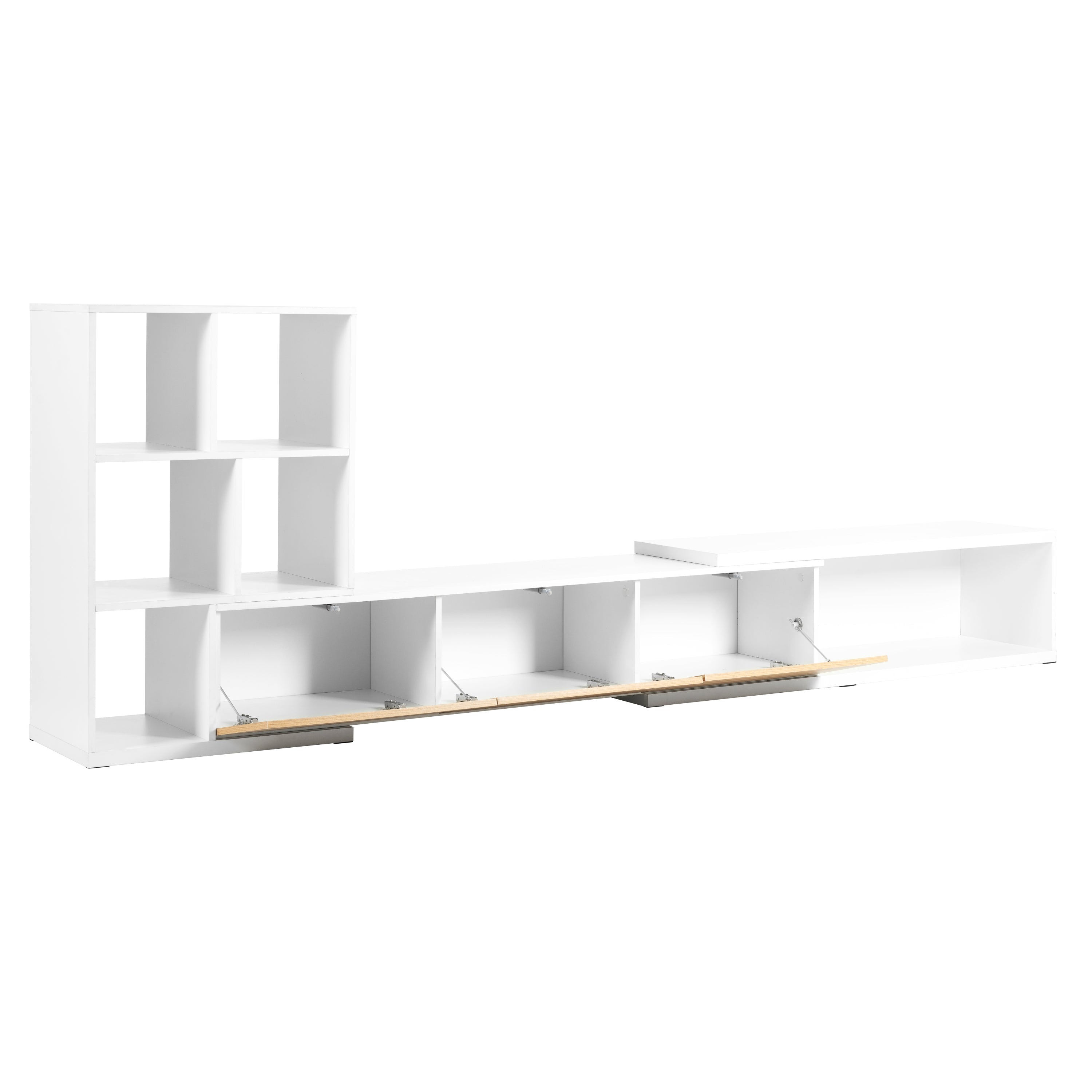 Extendable TV Stand With 3 Tier Bookshelves