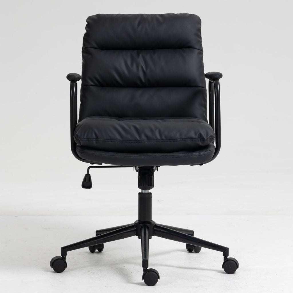 Mid Back Ergonomic PU Leather Rolling Swivel Chair