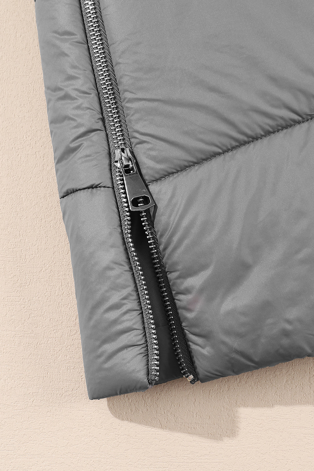 Black Hooded Long Quilted Vest PLUS Coat by Threaded Pear