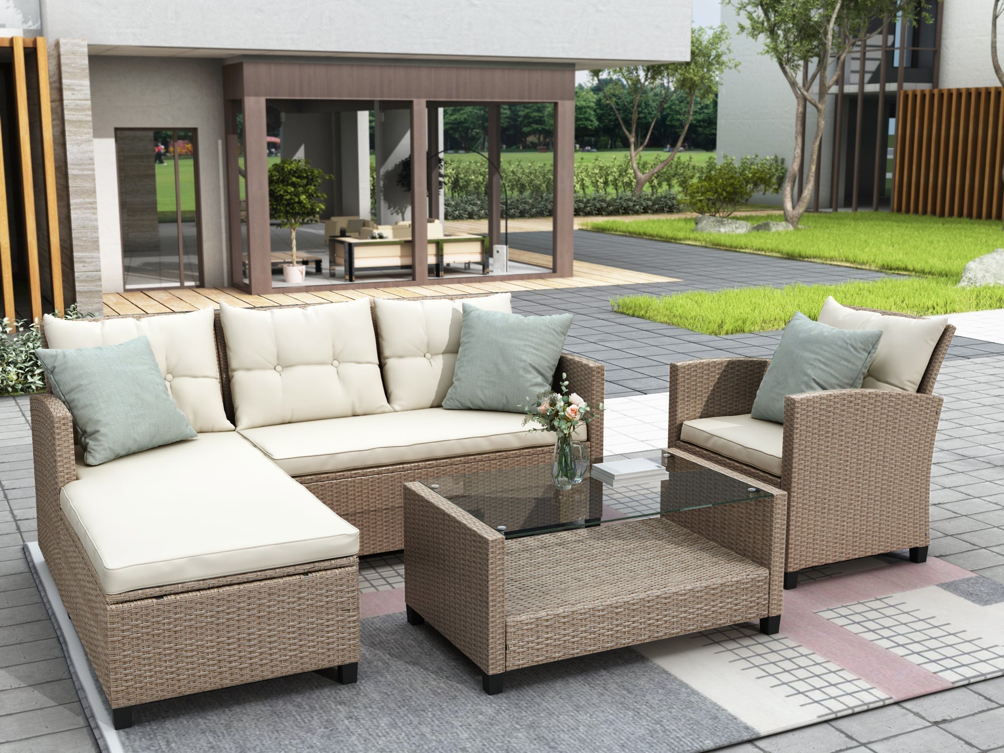 Set of 4 Piece Outdoor, Patio Furniture