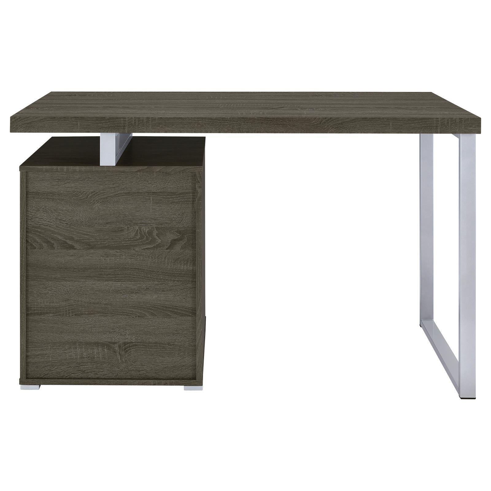 Weathered Grey 3-Drawer Reversible Office Desk