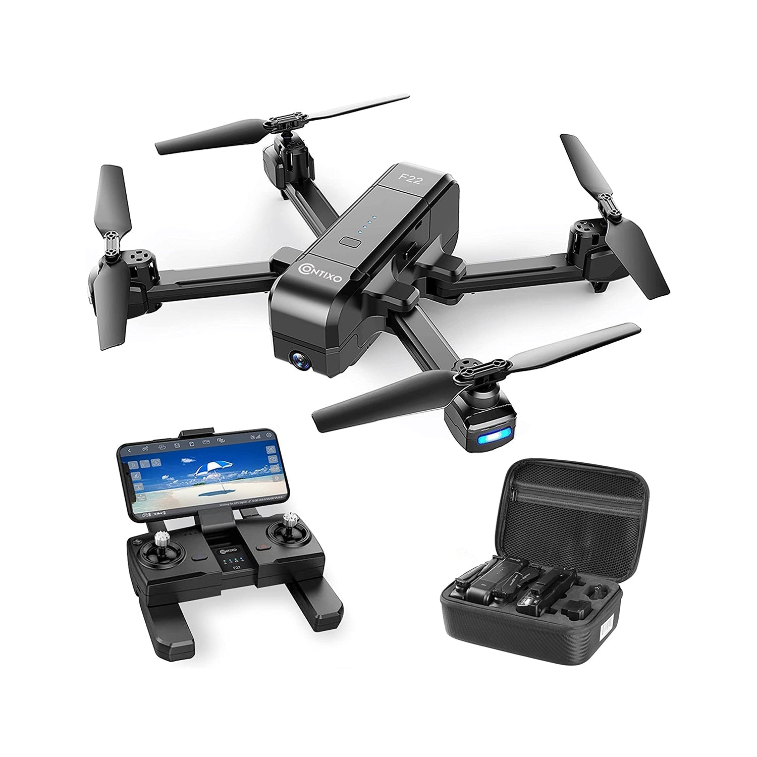 Contixo F22 GPS Drone - 1080P Camera, Foldable, Follow Me, 18-Min by Contixo