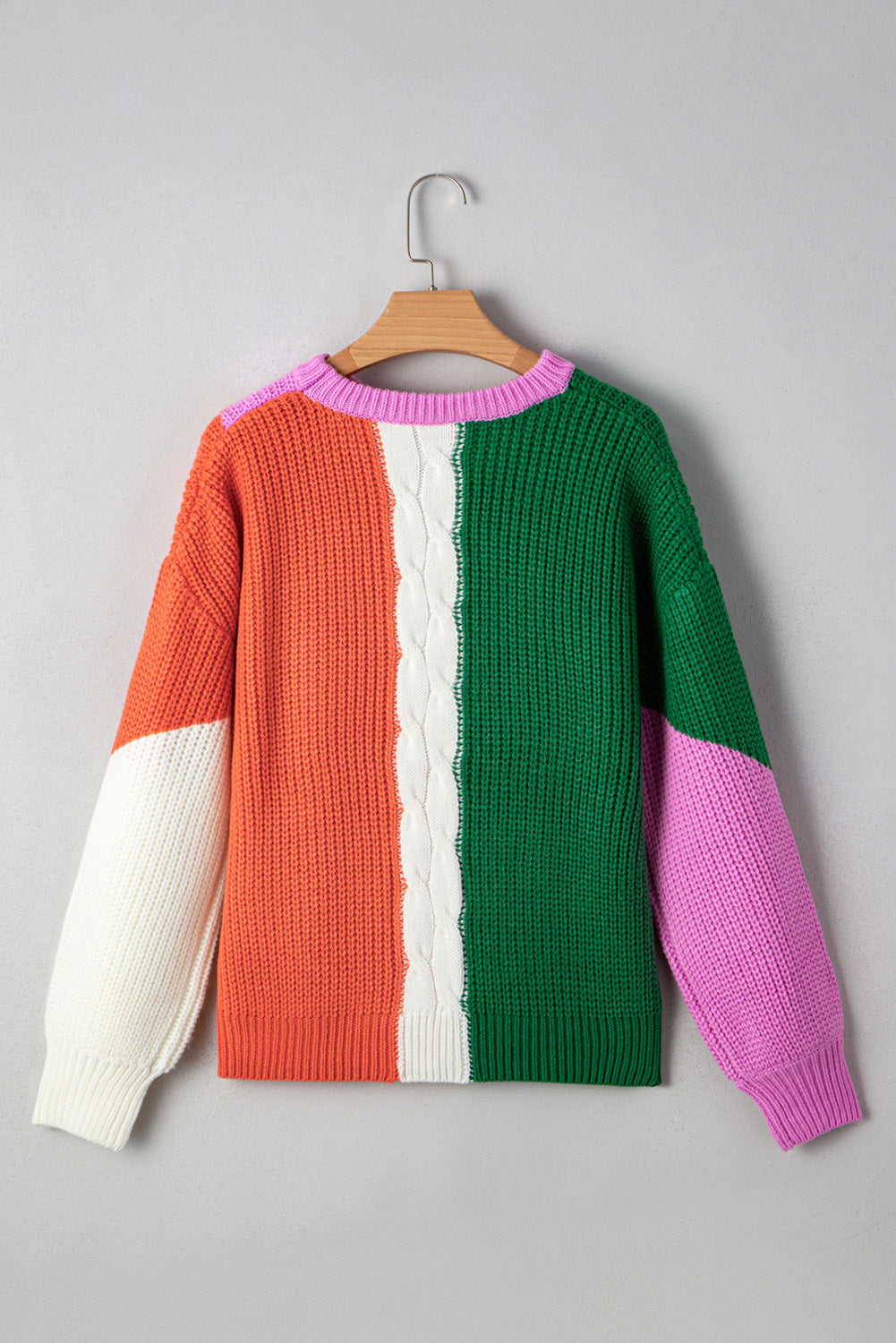 Hailey Textured Knit Drop Shoulder Loose Fit Sweater - Threaded Pear