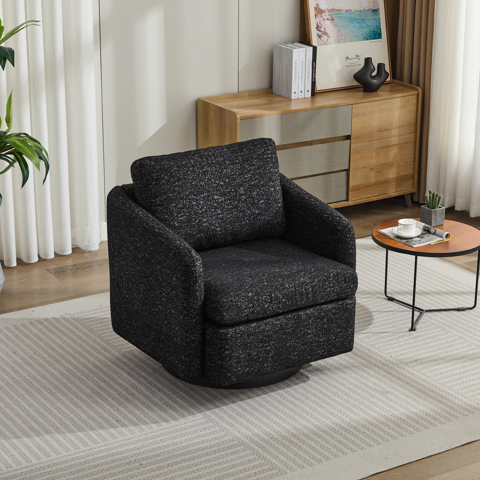 31.5"W  Comfy Round Swivel Accent Chair