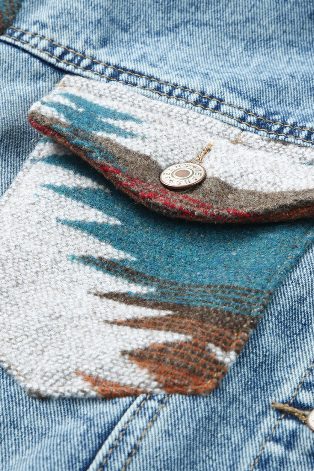 Emily Print Frayed Hem Jacket - Threaded Pear