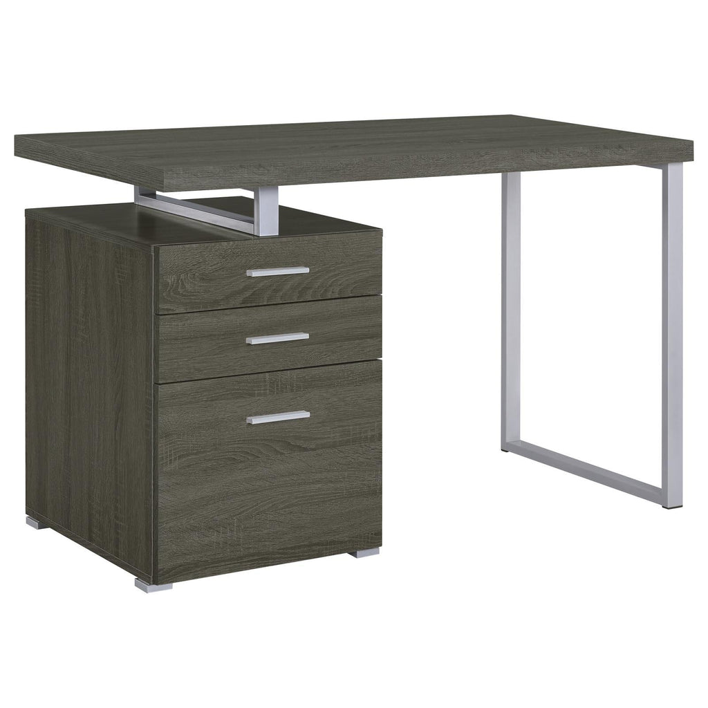 Weathered Grey 3-Drawer Reversible Office Desk
