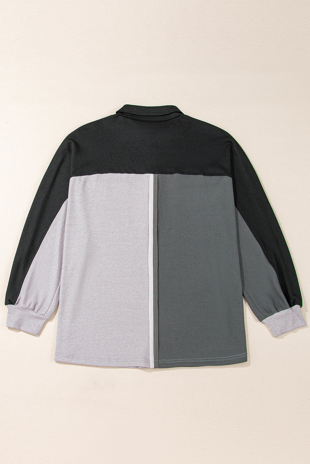 Kehlani Ribbed Collared Oversized Sweatshirt - Threaded Pear