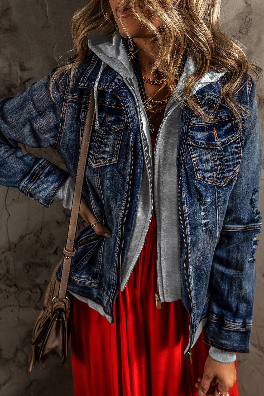 Mia Hooded Zip Up Jacket - Threaded Pear
