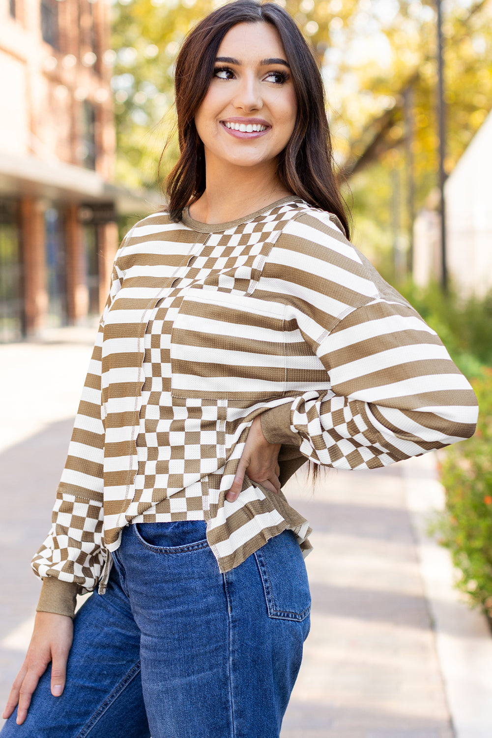 Fatima Patchwork Lantern Sleeve Blouse by Threaded Pear