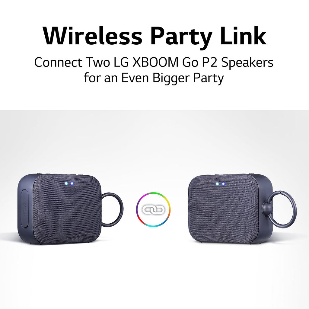 LG XBOOM Go P2 Double Pack Portable Wireless Bluetooth Speaker with Microphone - Black,