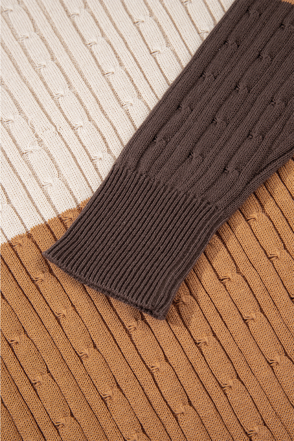 Madison Colorblock Cable Knit Sweater - Threaded Pear