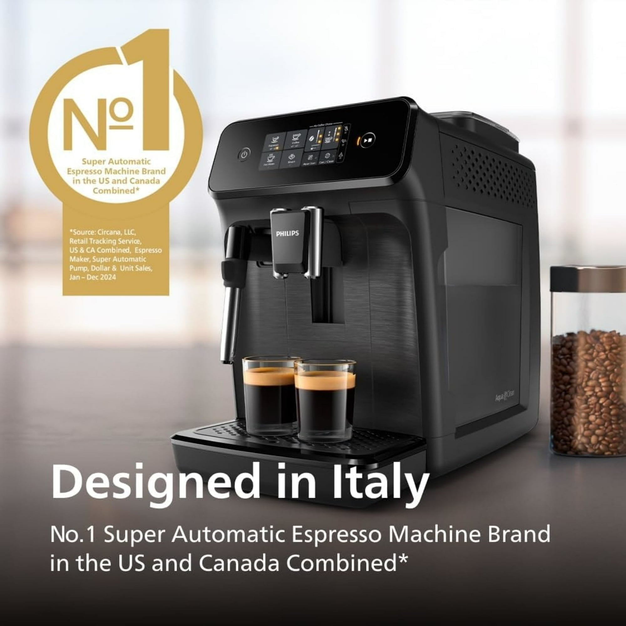 Philips 1200 Fully Automatic Espresso Machine, Black