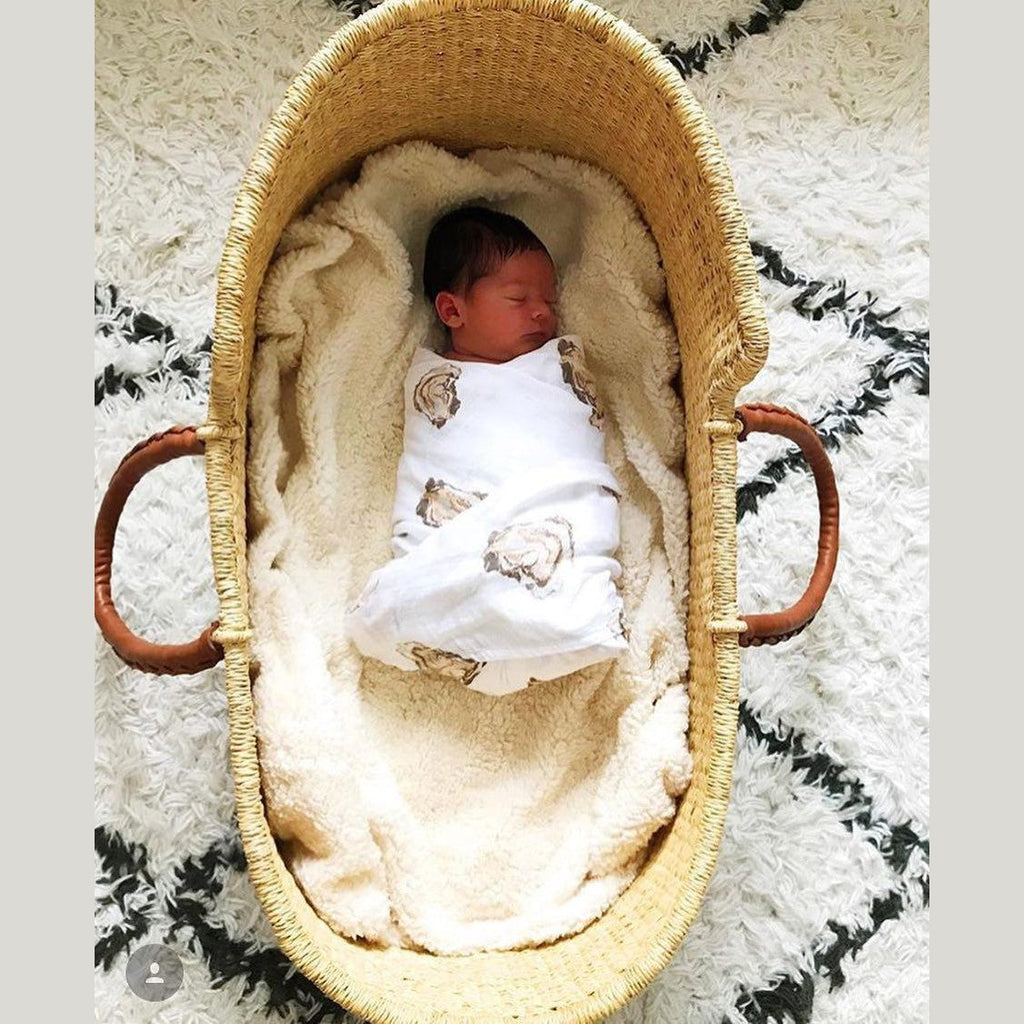 Gift Set: Aw Shucks! Oyster Baby Muslin Swaddle Blanket and Burp Cloth/Bib Combo