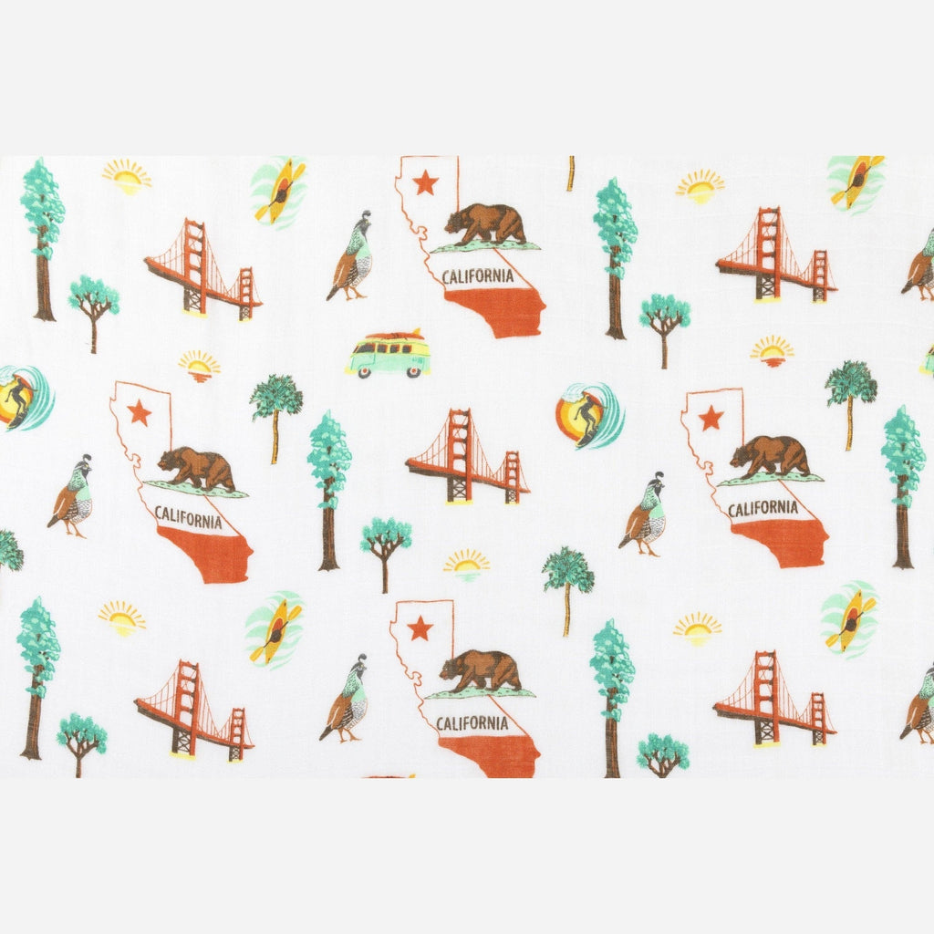 Gift Set: California Baby Muslin Swaddle Blanket and Burp Cloth/Bib Combo