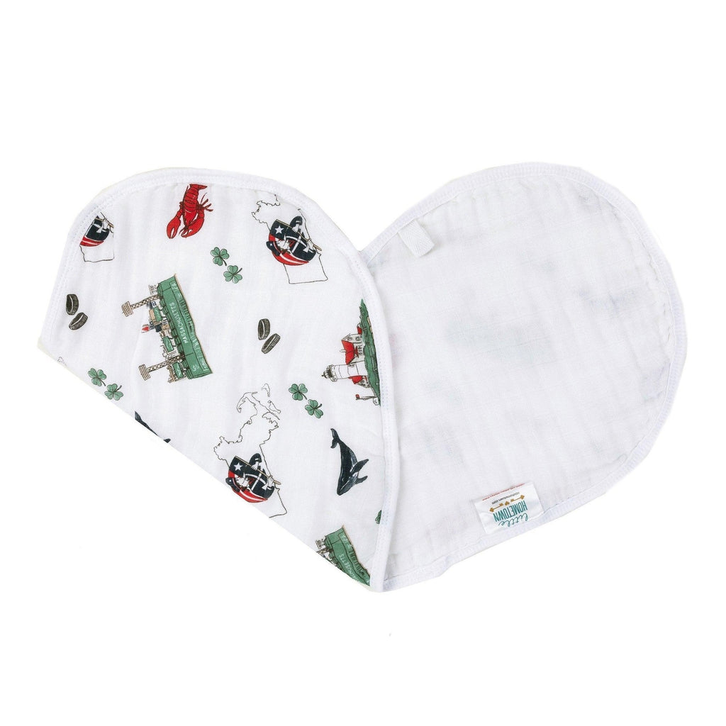 Gift Set: Massachusetts Baby Muslin Swaddle Blanket and Burp Cloth/Bib Combo