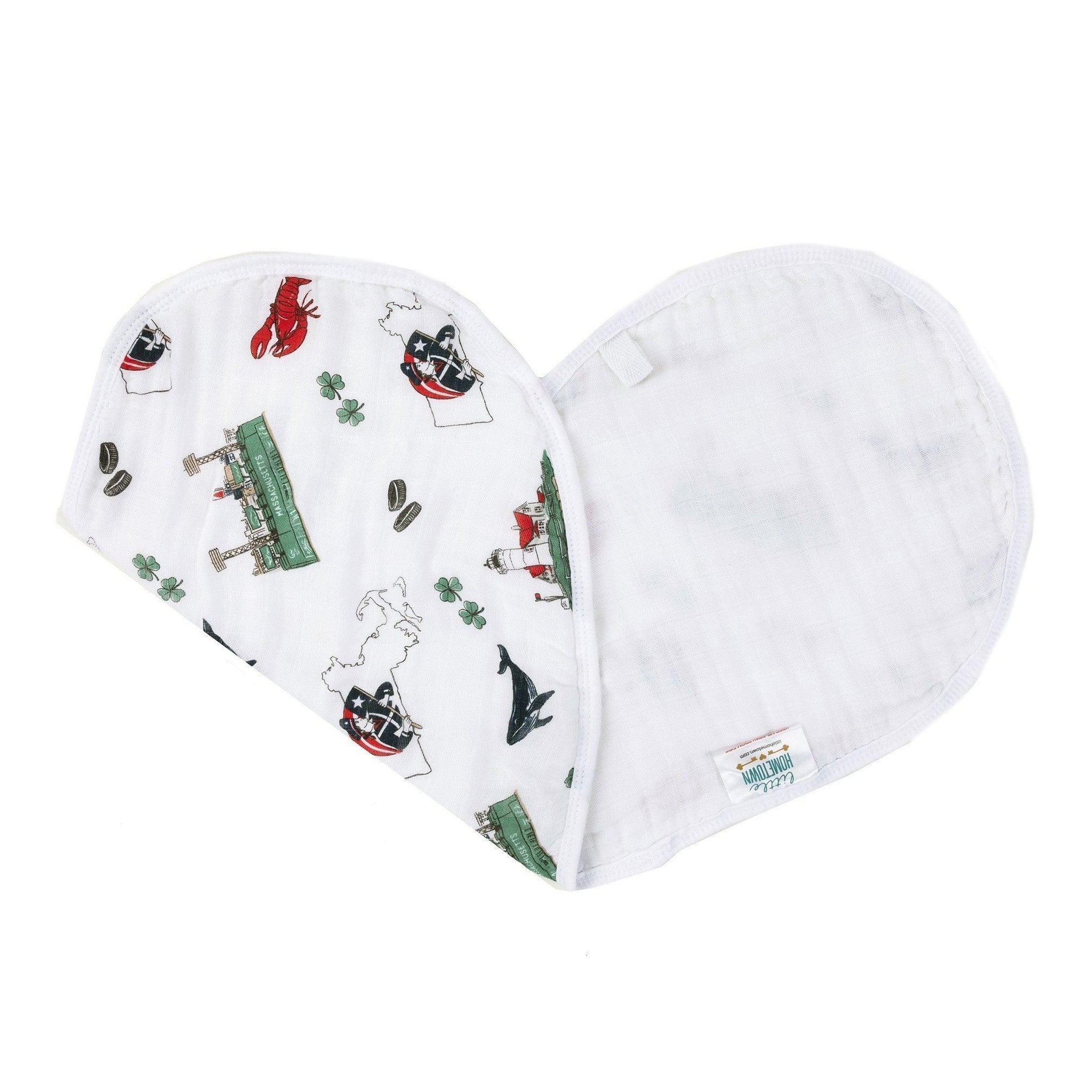Gift Set: Massachusetts Baby Muslin Swaddle Blanket and Burp Cloth/Bib Combo