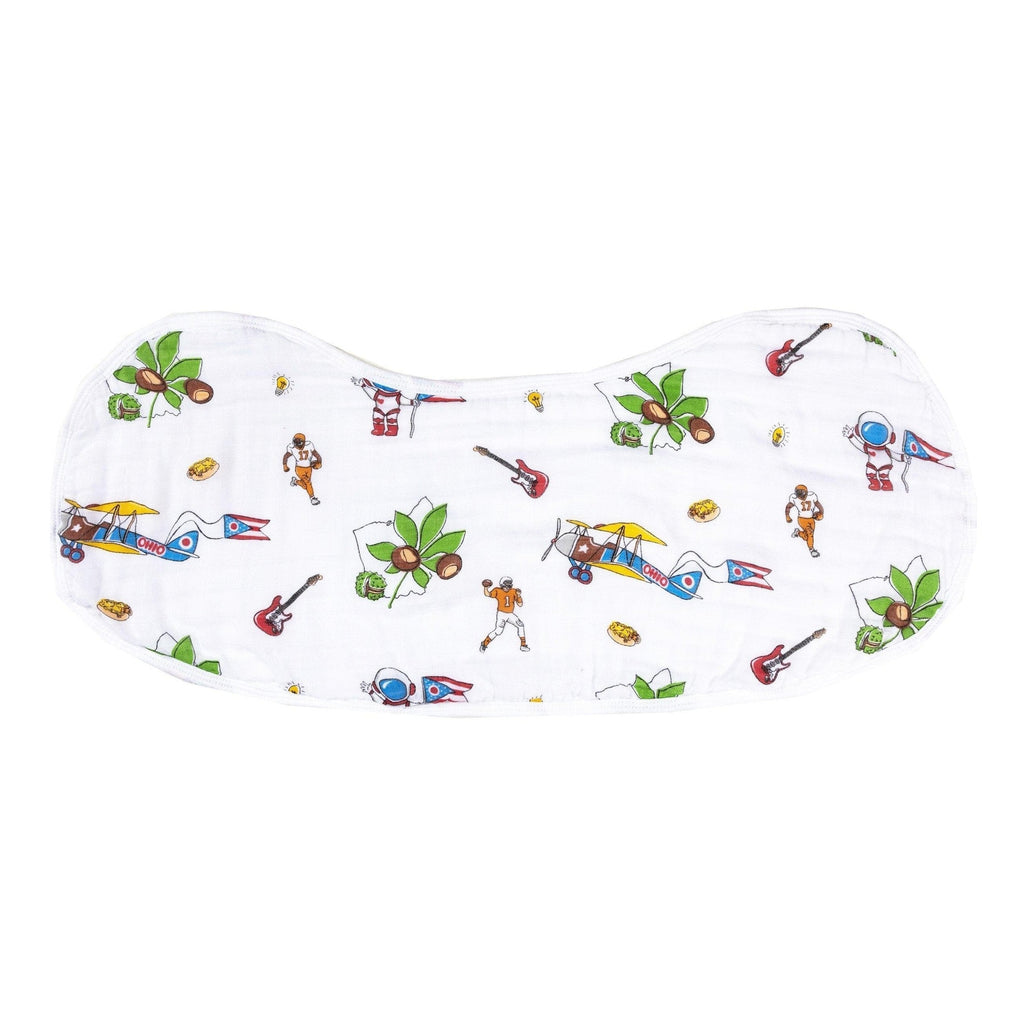 Gift Set: Ohio Baby Muslin Swaddle Receiving Blanket and Burp Cloth / Bib Combo