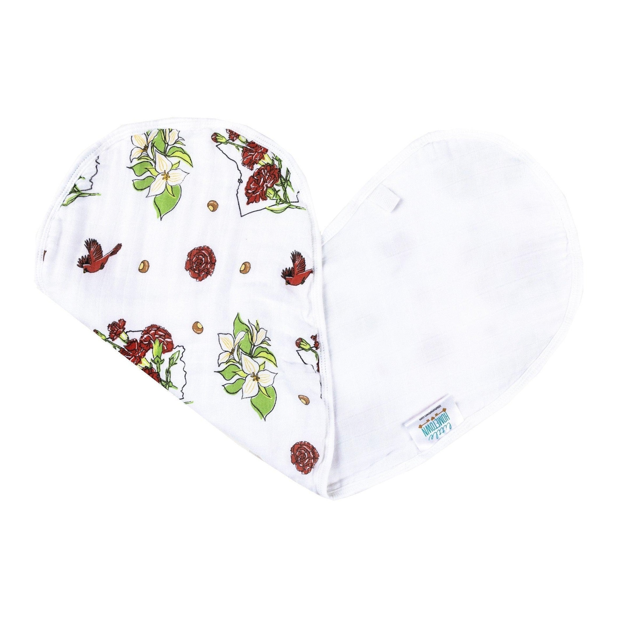 Gift Set: Ohio Baby Muslin Swaddle Receiving Blanket (Floral) and Burp/Bib Combo