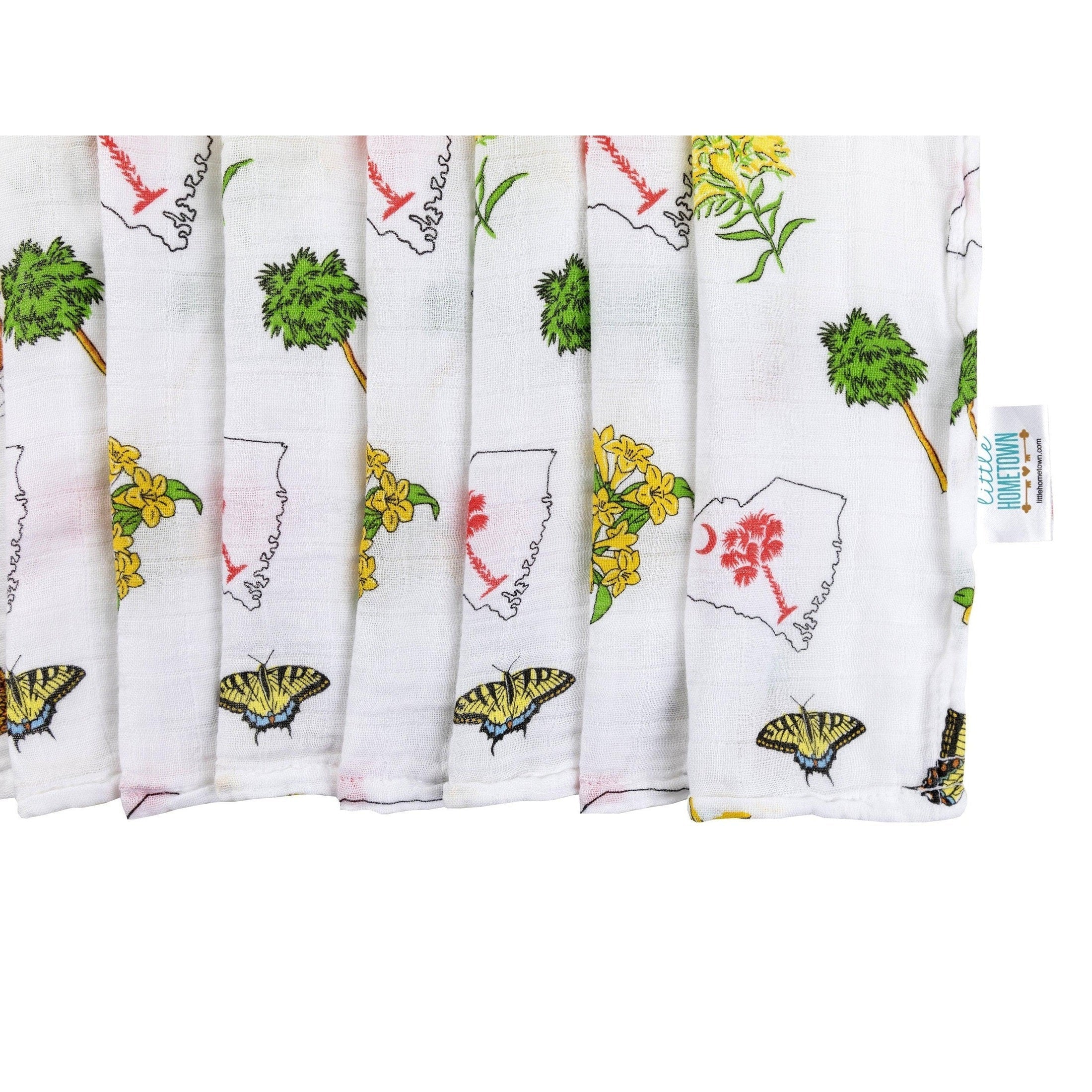 Gift Set: South Carolina Girl Baby Muslin Swaddle Blanket and Burp Cloth/Bib Combo
