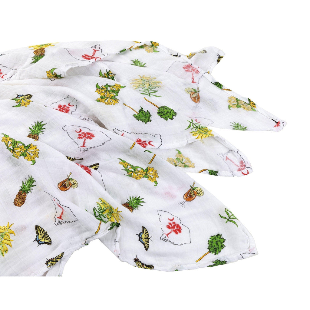 Gift Set: South Carolina Girl Baby Muslin Swaddle Blanket and Burp Cloth/Bib Combo