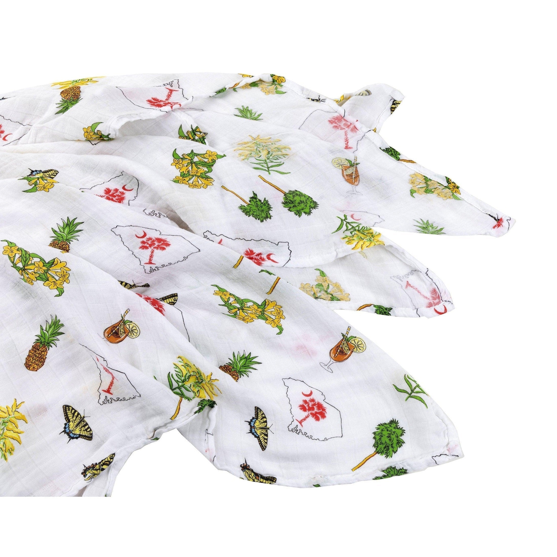 Gift Set: South Carolina Girl Baby Muslin Swaddle Blanket and Burp Cloth/Bib Combo