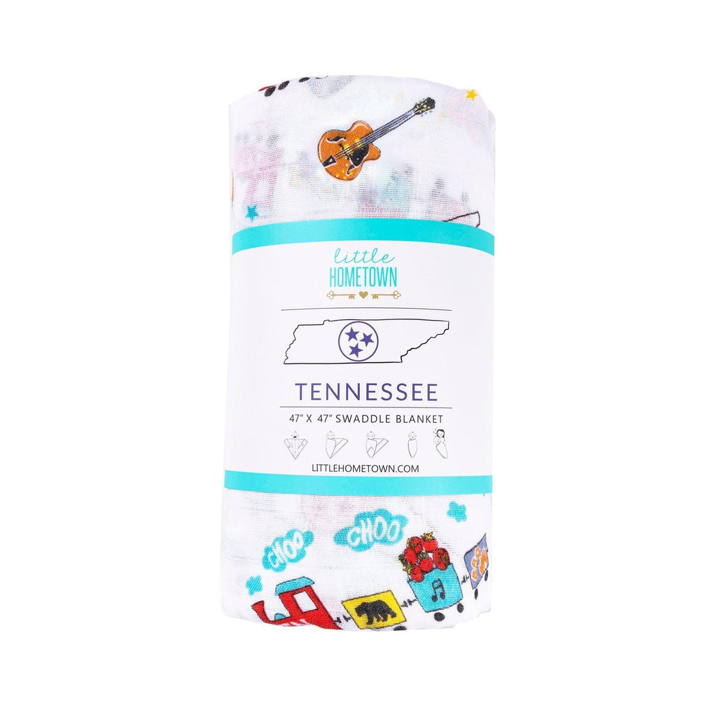 Gift Set: Tennessee Baby Muslin Swaddle Blanket and Burp Cloth/Bib Combo